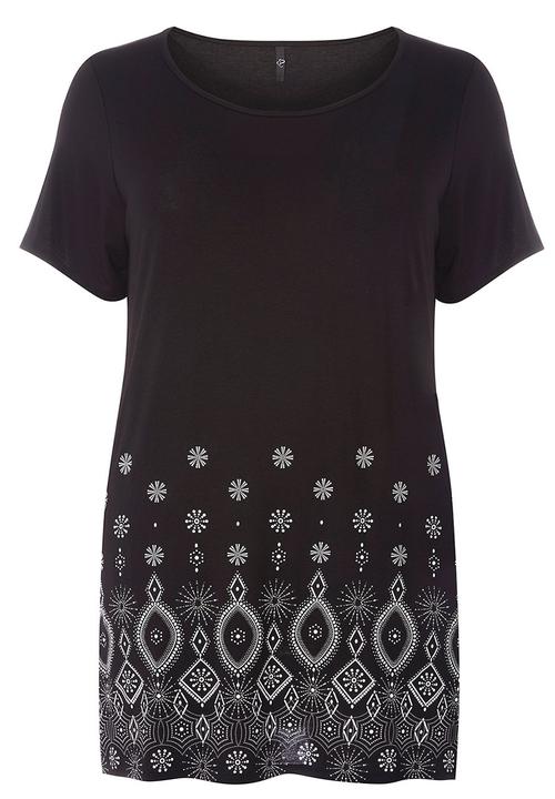 EVANS - Border Print Tee Black