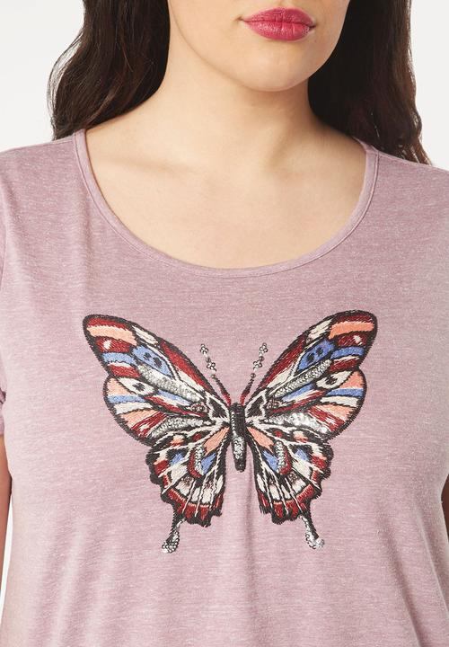 EVANS - Embroidery Detail T-Shirt Pale Pink
