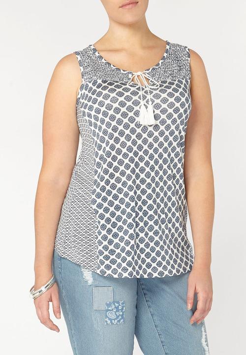 EVANS - Multi-Print Vest Blue and White
