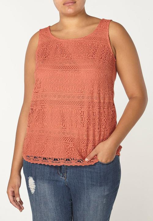 EVANS - Lace Vest Orange