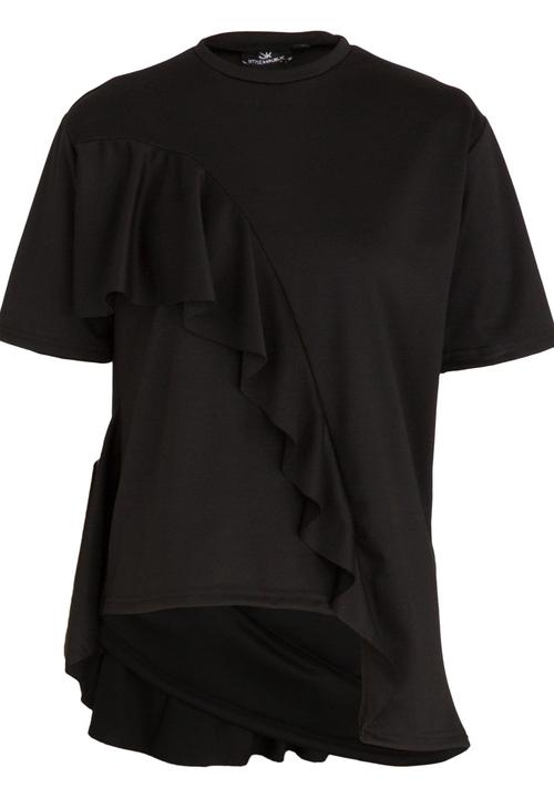 STYLE REPUBLIC - Oversized Frill T-shirt Black