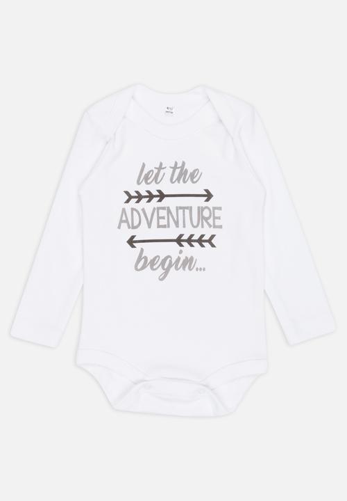 Funky Shop - Let the adventure begin baby grow - white