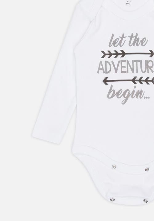Funky Shop - Let the adventure begin baby grow - white