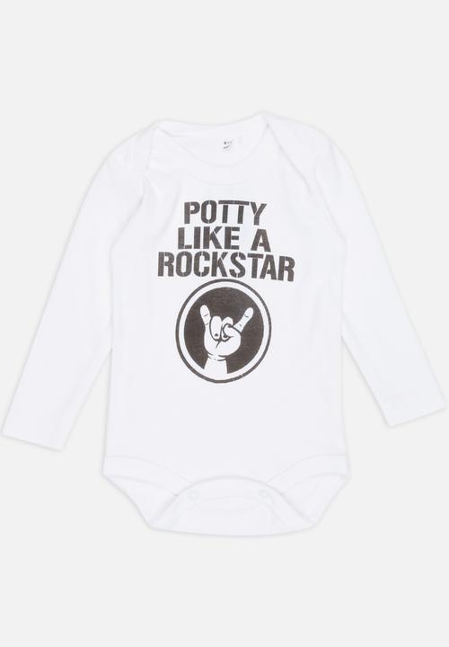 Funky Shop - Potty like a rockstar baby grow - white