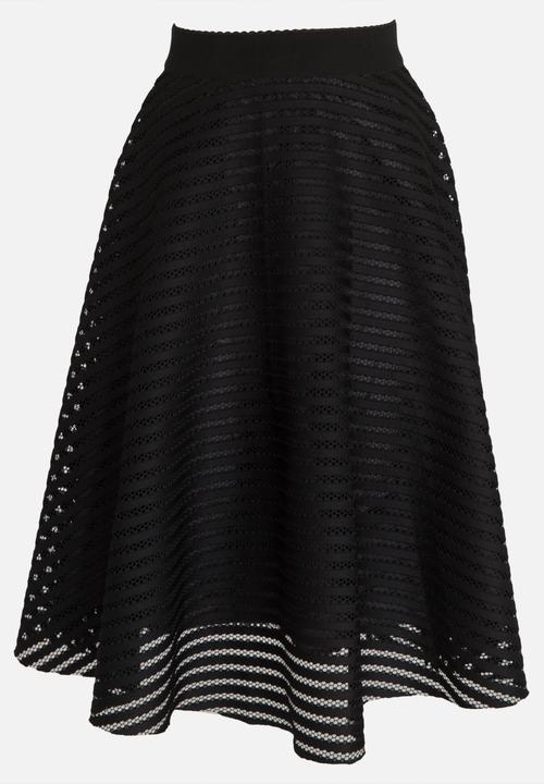 Revenge - Stripe Detail Midi Skirt Black