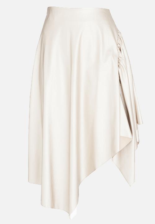 STYLE REPUBLIC - Leather Like Asymmetrical Skirt Gold