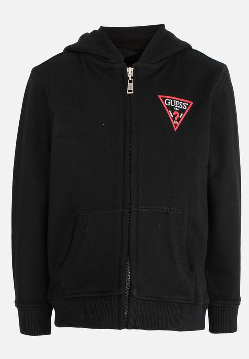 GUESS - Boys Zip Thru Active Hoodie Black