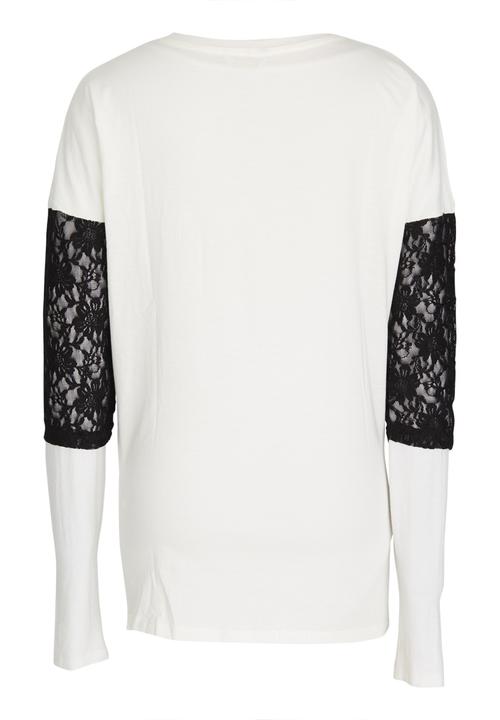 GUESS - Lace Sleeve Tee Cream