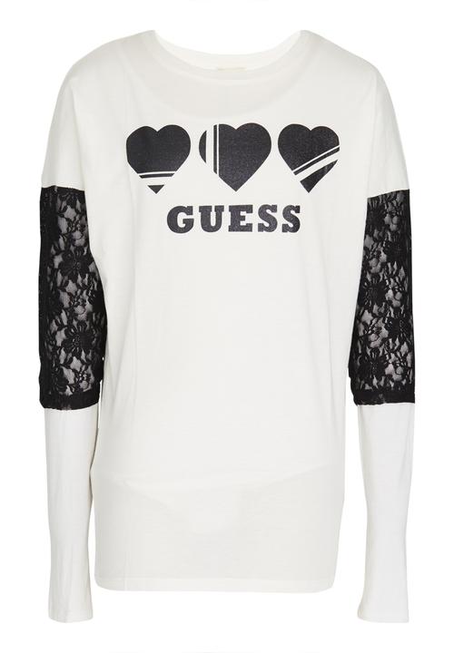GUESS - Lace Sleeve Tee Cream
