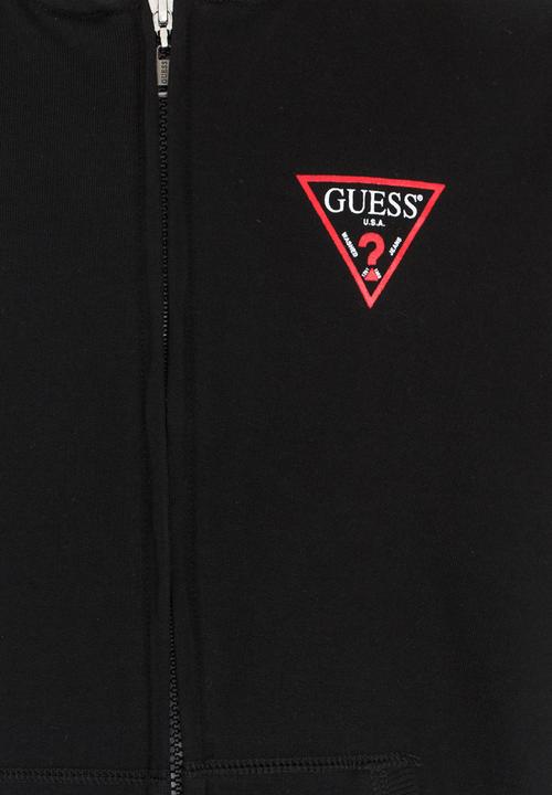 GUESS - Boys Zip Thru Active Hoodie Black