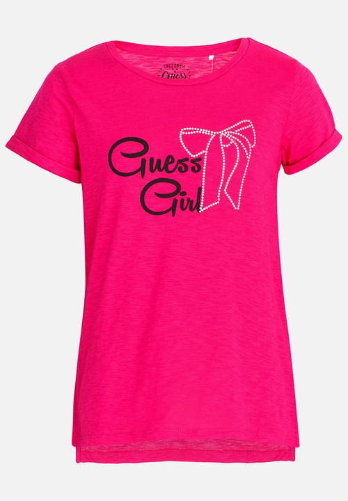 GUESS - Guess Printed Tee Dark Pink