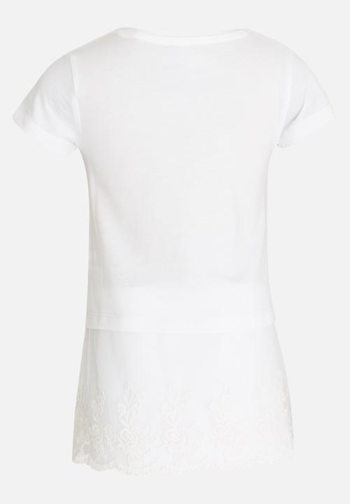GUESS - Lace Trim Tee White