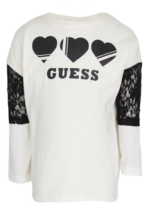 GUESS - Lace Sleeve Tee Cream