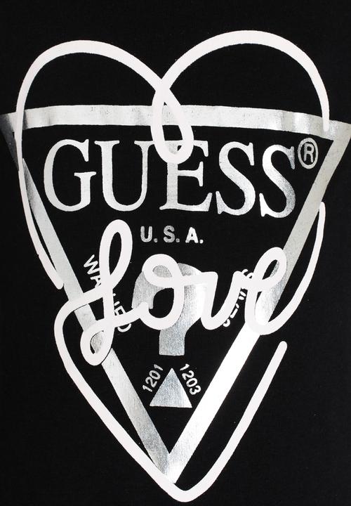 GUESS - Girls Love Tri Heart Tee Black