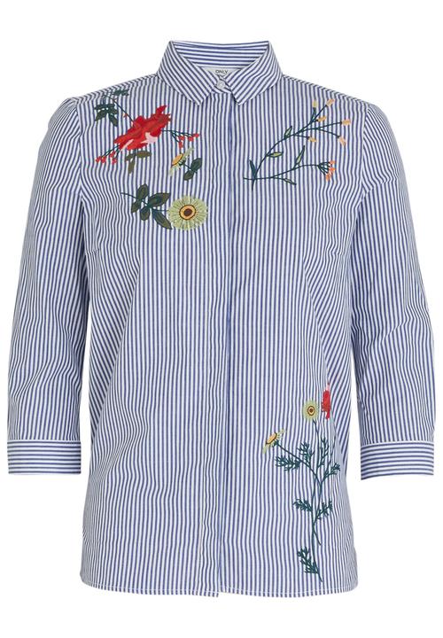 ONLY - Drive Embroidery Detail Shirt Blue and White