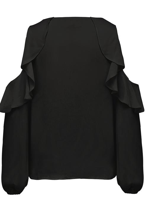 Forever New (Spree) - Anri Cold Shoulder Ruffle Blouse Black
