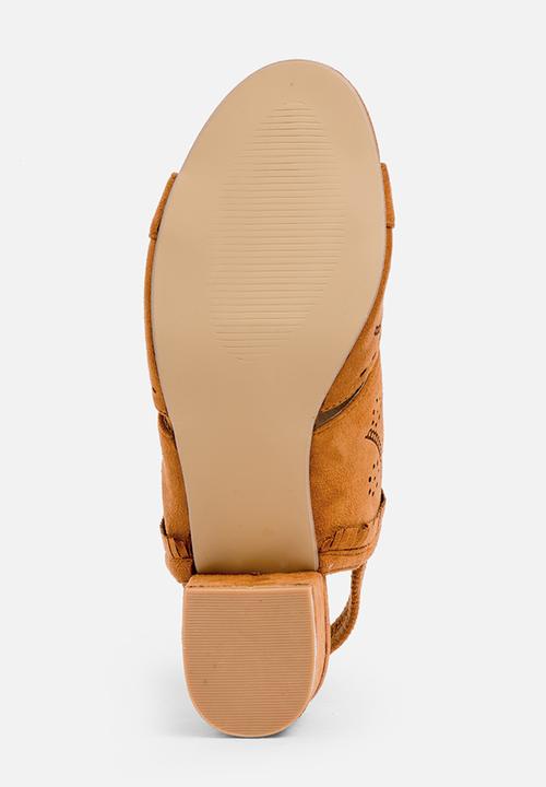 Jada - Laser cut detail heels - tan 