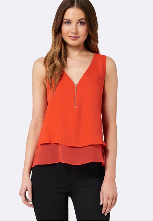 Forever New (Spree) - Gardenia Zip Front Tank Orange