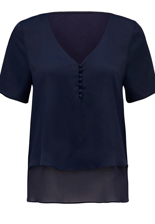 Forever New (Spree) - Aria Self Covered Button Essential Top Navy