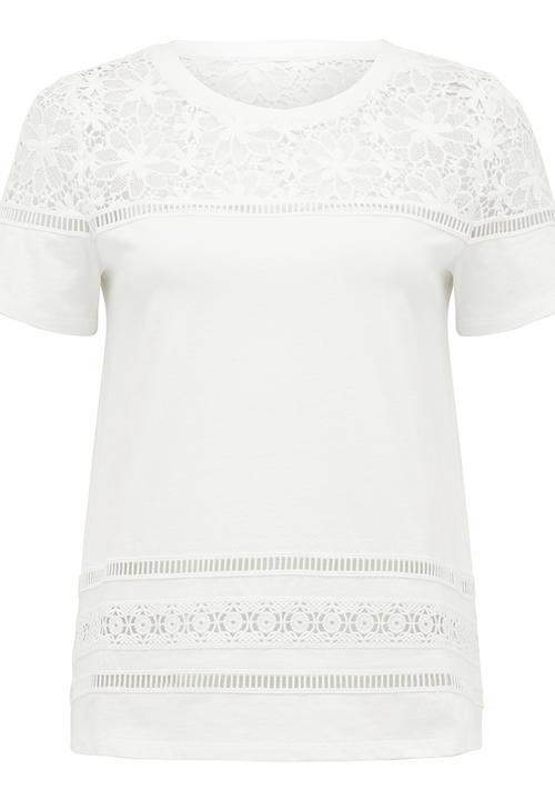 Forever New (Spree) - Gisele Lace Trim Tee Off White