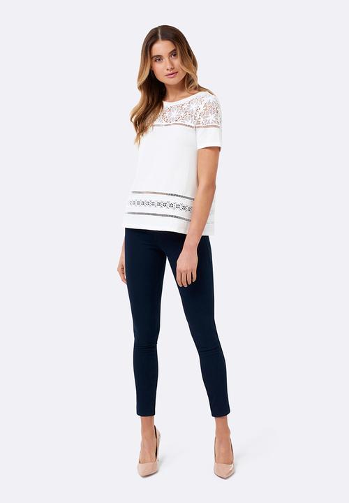 Forever New (Spree) - Gisele Lace Trim Tee Off White