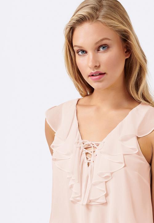 Forever New (Spree) - Rihannon Ruffle Front Bodysuit Pale Pink