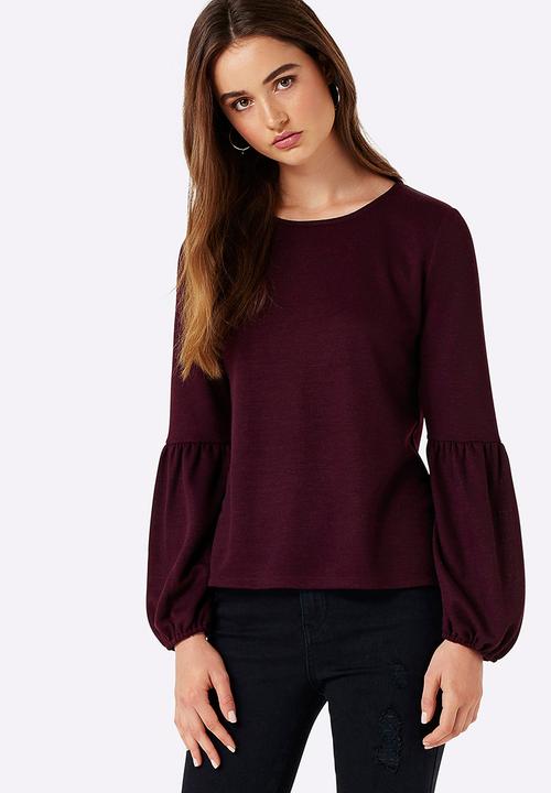 Forever New (Spree) - Tiffany Balloon Sleeve Top Burgundy