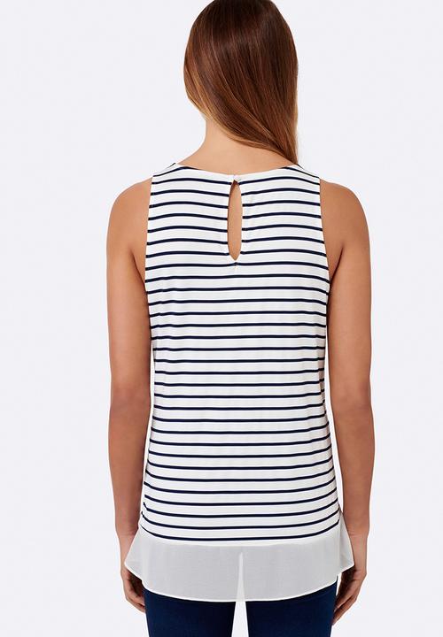 Forever New (Spree) - Annelise Stripe Wrap Tank Top Navy & White