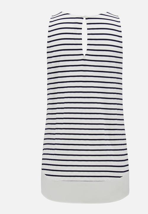Forever New (Spree) - Annelise Stripe Wrap Tank Top Navy & White