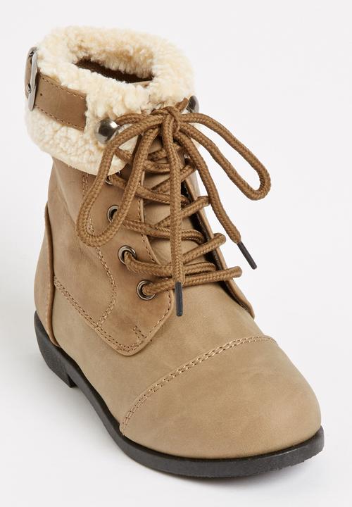 Jumbo - Lace Up Fur Boot Mid Brown