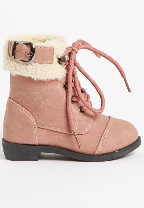 Jumbo - Lace Up Fur Boot Mid Pink