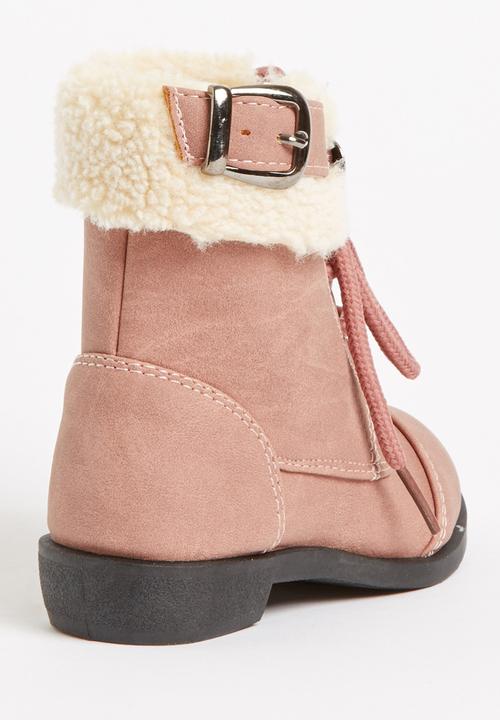 Jumbo - Lace Up Fur Boot Mid Pink