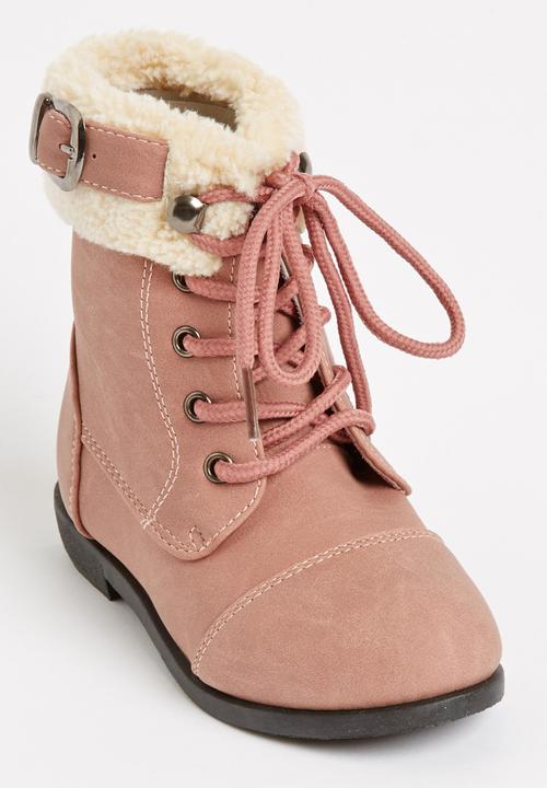 Jumbo - Lace Up Fur Boot Mid Pink