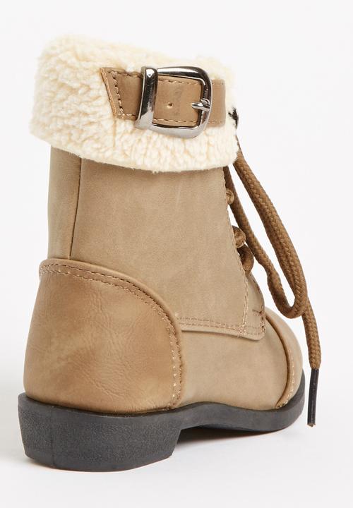 Jumbo - Lace Up Fur Boot Mid Brown