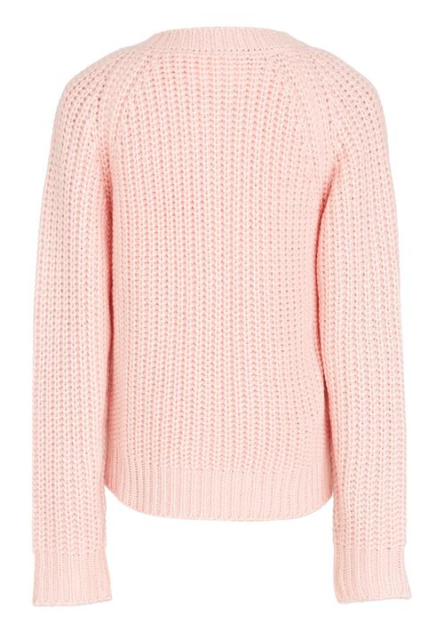 See-Saw - Chunky Knit with Flower Embroidery Mid Pink