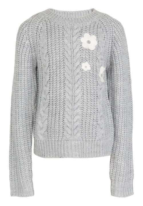See-Saw - Chunky Knit with Flower Embroidery Grey