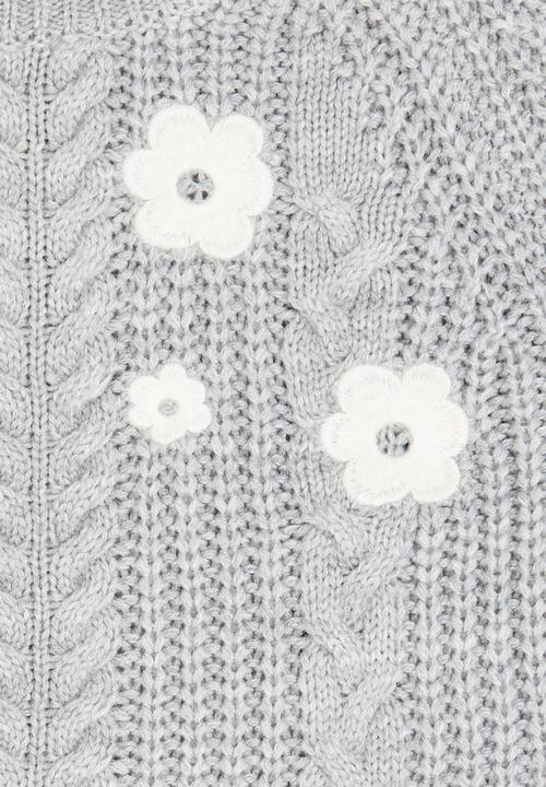 See-Saw - Chunky Knit with Flower Embroidery Grey