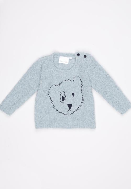Luke & Lola - Boys Bear Fluffy Knit Pale Blue