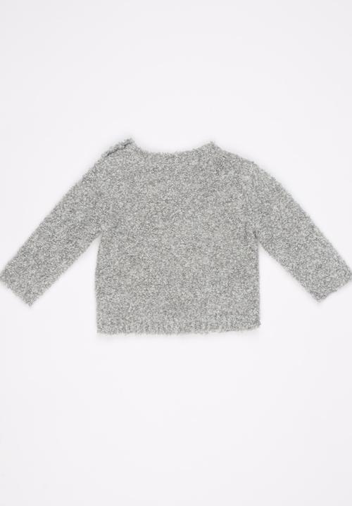 Luke & Lola - Boys Bear Fluffy Knit Pale Grey