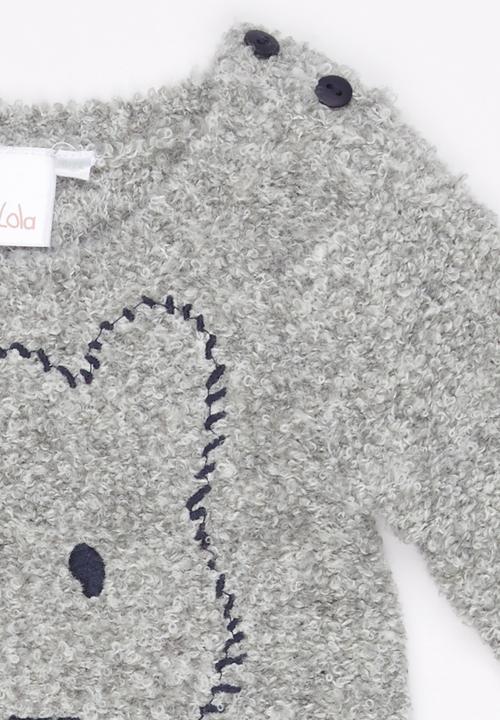Luke & Lola - Boys Bear Fluffy Knit Pale Grey