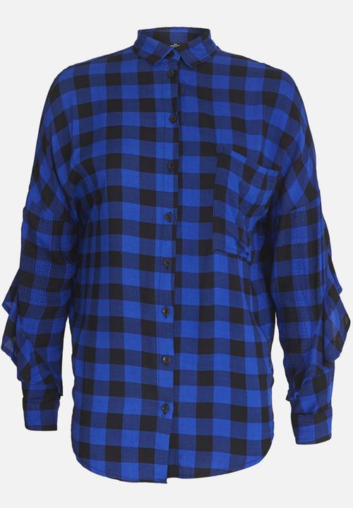 c(inch) - Frill Detail Shirt Mid Blue