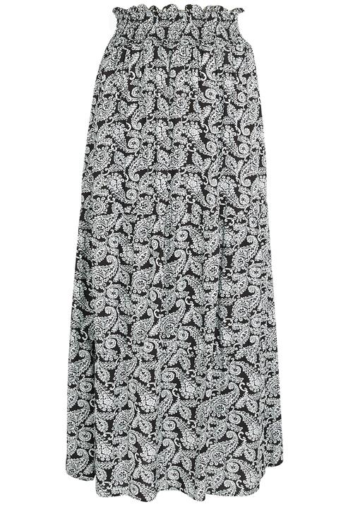 edit - Printed Smocked Maxi Skirt Black and White