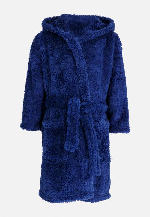 MINOTI - Fleece Hoodie Robe Navy