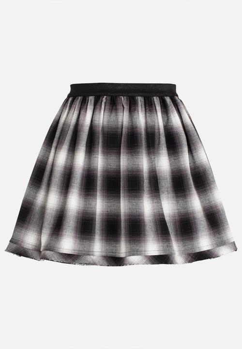 MINOTI - Plaid Skirt with Raw Hem Grey