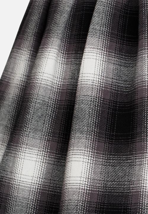 MINOTI - Plaid Skirt with Raw Hem Grey