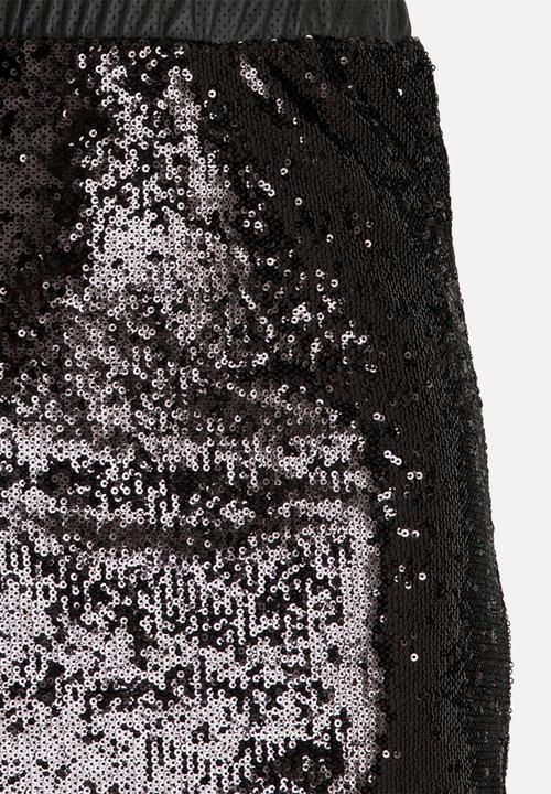 MINOTI - Sequin Skirt with PU Waistband Black
