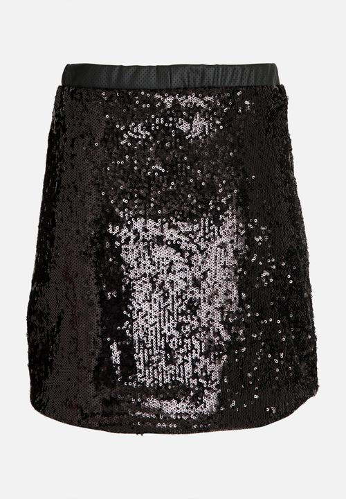 MINOTI - Sequin Skirt with PU Waistband Black