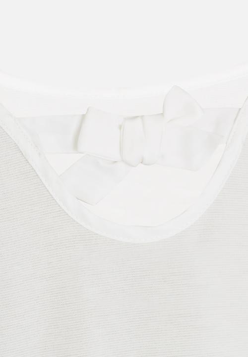 MINOTI - Raw Edge Top with Back Satin Bow Off White