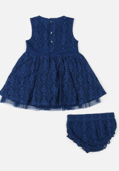 MINOTI - Paris 2 Piece Lace Dress & Bloomers Set Navy