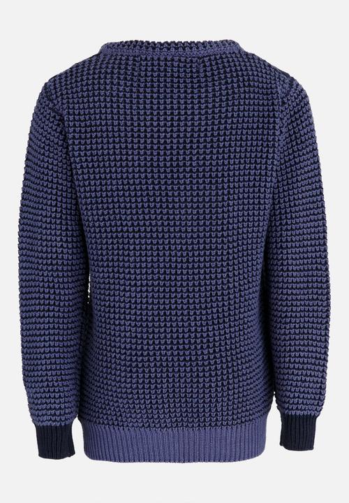 MINOTI - Mixed Knitted Jumper with Quilted Shoulder Panel Blue